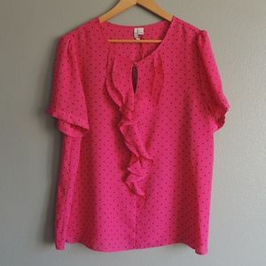 Elle Pink Polka Dot Blouse